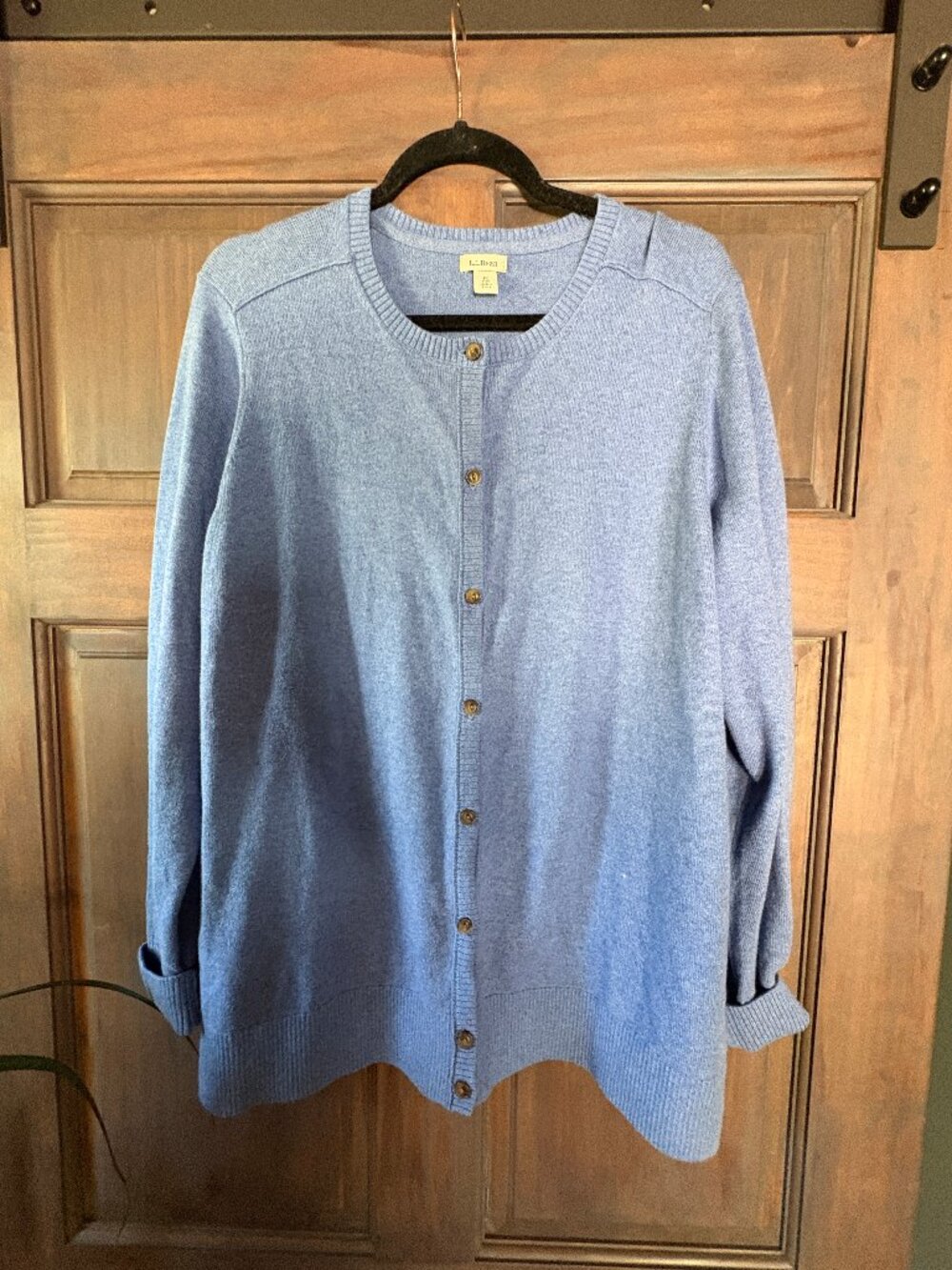 LL BEAN Womens 1X Button Down Cardigan- Light blue
